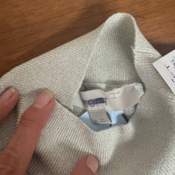 ANN TAYLOR LOFT SHIMMER MOCK NECK SWEATER SEMI SHEER POPCORN NWT M - Picture 10 of 13